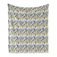 thumbnail image 1 of Spring Soft Flannel Fleece Blanket, Abstract Botanical Pattern with Bird Silhouettes and Colorful Plants, Cozy Plush for Indoor and Outdoor Use, 70" x 90", Charcoal Grey Multicolor, by Ambesonne, 1 of 5