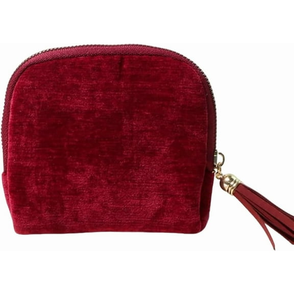 Travel Jewelry Case, Five Compartments with Additional Space on Both Sides for Bracelets, Portable Mini Jewelry Travel Bag, for Bracelets, Rings, Bangles, Carrings (Dark Red)