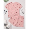 thumbnail image 5 of CCRFTGI Summer Clothes for Child Girls Size 10-12 Two Piece Outfits Cute Preppy Clothing Sets Casual Cherry Print Short Sleeve T Shirts Top and Shorts Sport Lounge Set Complexion 2-3 Years, 5 of 6