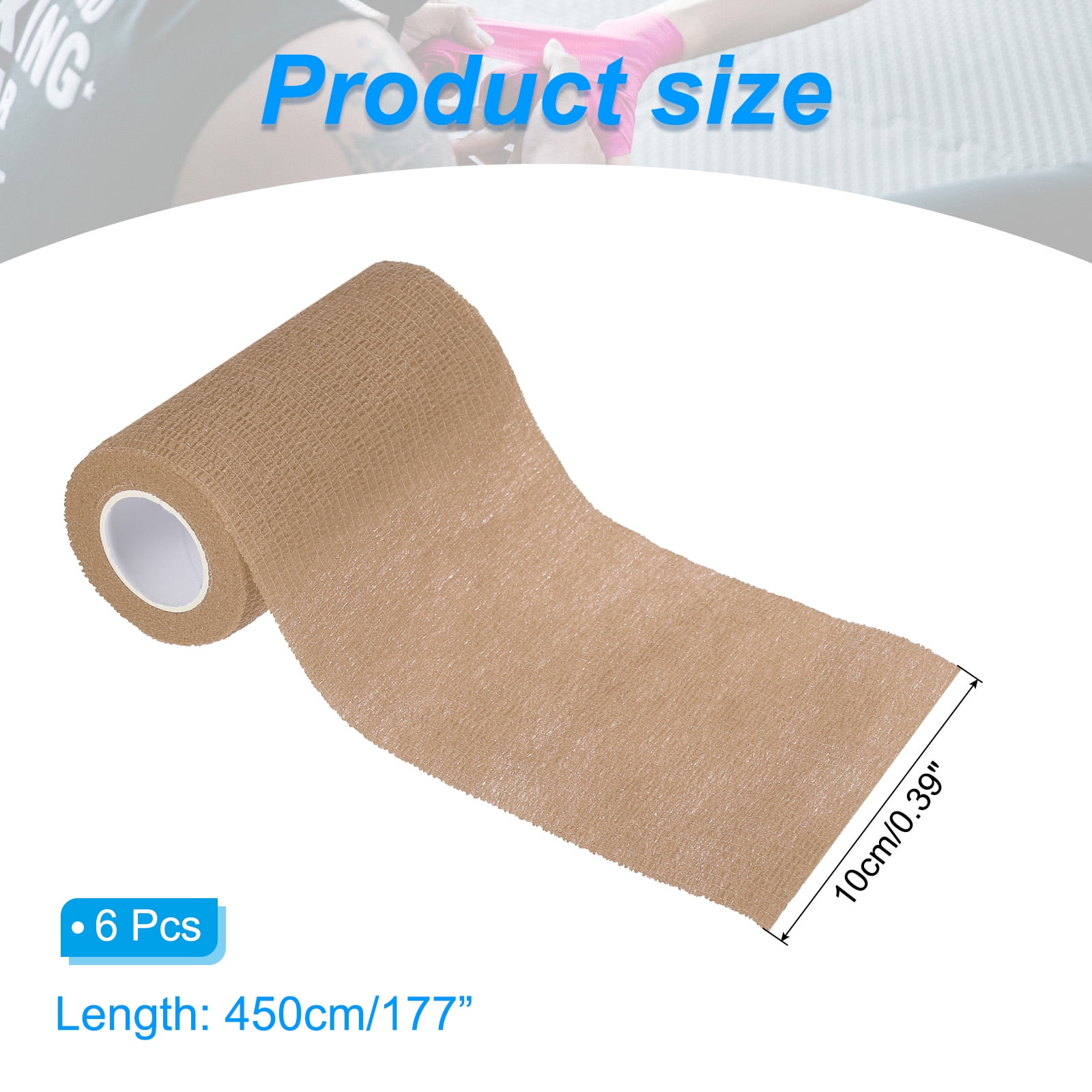 4" x 177" 6 Pcs Self Adhesive Bandage Wrap Elastic Self Tape Sport Skin Color