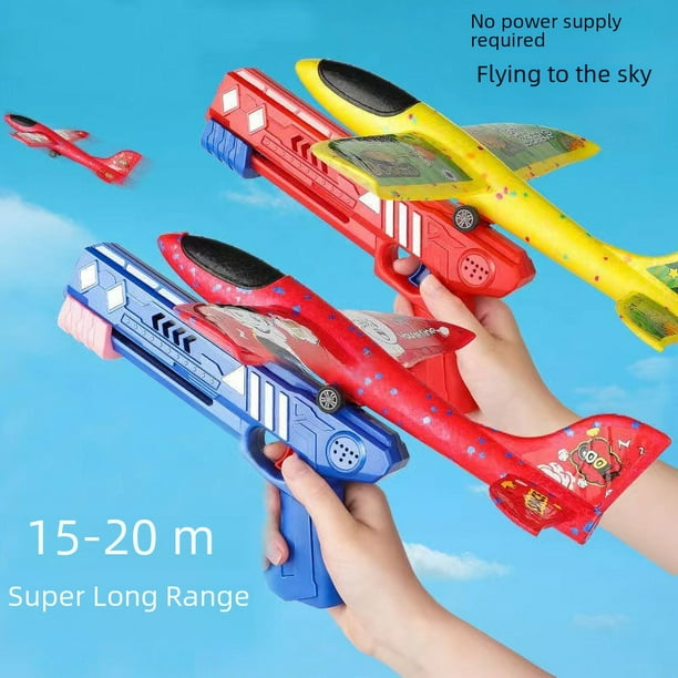 Lanzador De Aviones De Espuma Doloowee – 3 Planeadores Con Luces LED, 2 Modos De Vuelo, Alcance De 15 M – Juguete Al Aire Libre Para Niños +4 Años