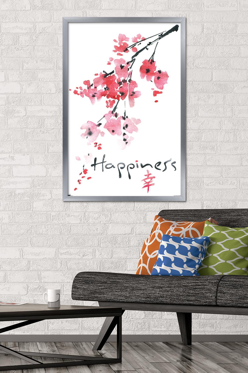 Sakura Tree - Happiness Wall Poster, 22.375" x 34", Framed