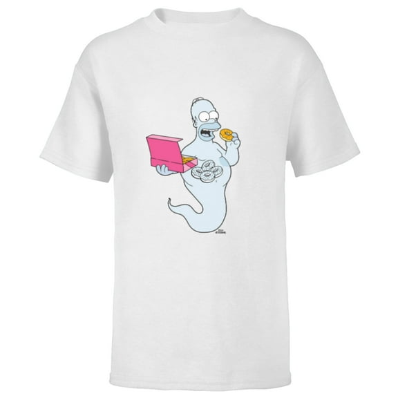 The Simpsons Homer Simson Ghost Donuts - Short Sleeve T-Shirt for Kids - Customized-White
