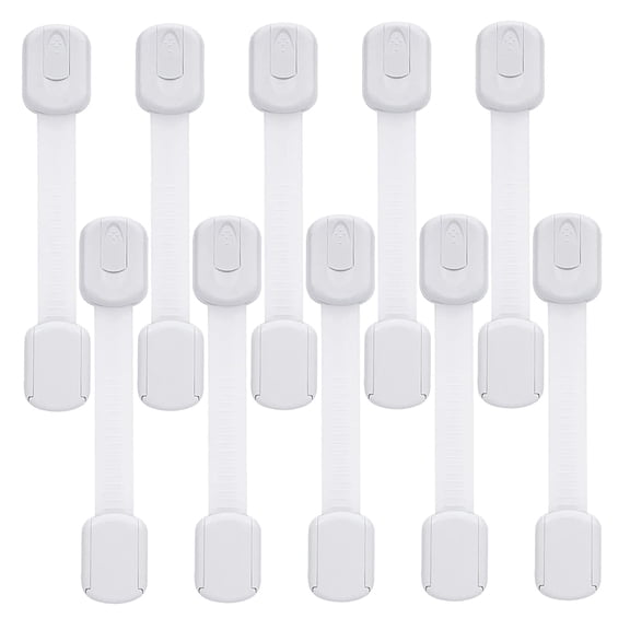 Tolobeve Baby Safety Locks for Cabinets - (10 Pack) Adjustable Cabinet Locks for Babies, No Drilling Child Safety Cabinet Locks Straps for Latching to Drawer Door Fridge Oven Toilet Seat