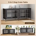 thumbnail image 4 of Ironovahome 78" Dog Crate Furniture for 2 Large Dogs with Sturdy Removable Divider and Double Doors, XXL Extra Large Indoor Dog Kennel, Thick Heavy Duty Wooden Dog Cage, Black, 4 of 8