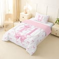 thumbnail image 2 of Manfei Dreamy Personalized Initial H Twin Comforter Sets 3-Piece for Kids Girls,Pearl Bow Tie Bedding Set for Teens Women,Pink Reversible,Lightweight Room Decor, 2 of 6