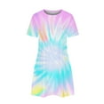 thumbnail image 5 of Annhoo Womens Mini Dress Summer Casual Tie Dye Short Sleeve Crewneck T Shirt Dresses Beach Vacation Short Sundress, 5 of 6