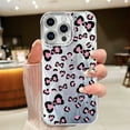 thumbnail image 2 of Leopard Print Bow Phone Case, Stylish and Shockproof Protective Cover for iPhone 15, 2 of 7