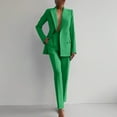 thumbnail image 2 of Jinhomg Blazer Outfits for Women Business Casual Notched Neck Cardigan Jackets with Straight Leg Long Pants Dressy Office Suit Set Green XXL, 2 of 4