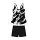 thumbnail image 3 of Traje de Baño de Bikini de Mujer sin Mangas Floral Impresión Push-Up Traje de Baño Acolchado Blusa Pura Falda Ruched Conjuntos Racerback Bikini Top, 3 of 8