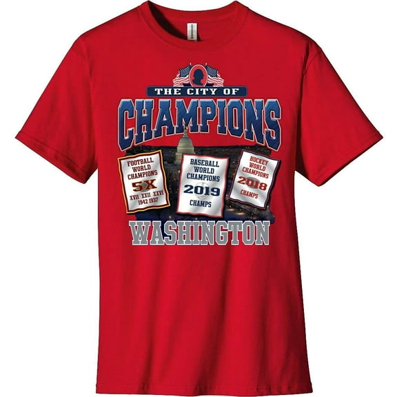 Encore Brandz Washington Champions Championship Baseball Football Hockey Celebration T-Shirt for Men & Women RED M