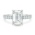 thumbnail image 2 of ESTE ORIGIN 3Ct Emerald Cut Moissanite Solitaire Engagement Ring - Hidden Halo & Pave Band in 14K White Gold Emerald Ring for Women is available in US 6., 2 of 8