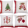 thumbnail image 1 of Juego de 4 fundas decorativas para cojines Feliz Navidad Vacaciones de invierno Navidad Fundas de almohada de terciopelo Árboles de Navidad Calcetines Fundas de cojines Sofá y decoración del hogar Fu JAMW Sencillez, 1 of 5