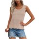 thumbnail image 5 of Camisola Beige Tops para las Mujeres Encaje Punto sin Mangas con Nervaduras Relajado Ajuste, Tela Abierta Sólida, Escote Escarpado / Doblado, 5 of 8
