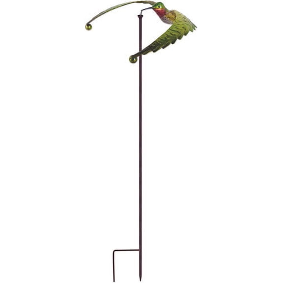 Emerald Green Flying Hummingbird 46 x 16.5 Metal Outdoor Decorative Hanging Wind Spinner