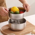 thumbnail image 2 of Fregadero/cesta de escurridor de acero inoxidable para lavar verduras, colador de cocina multiusos apilable para cocinar y limpiar., 2 of 7