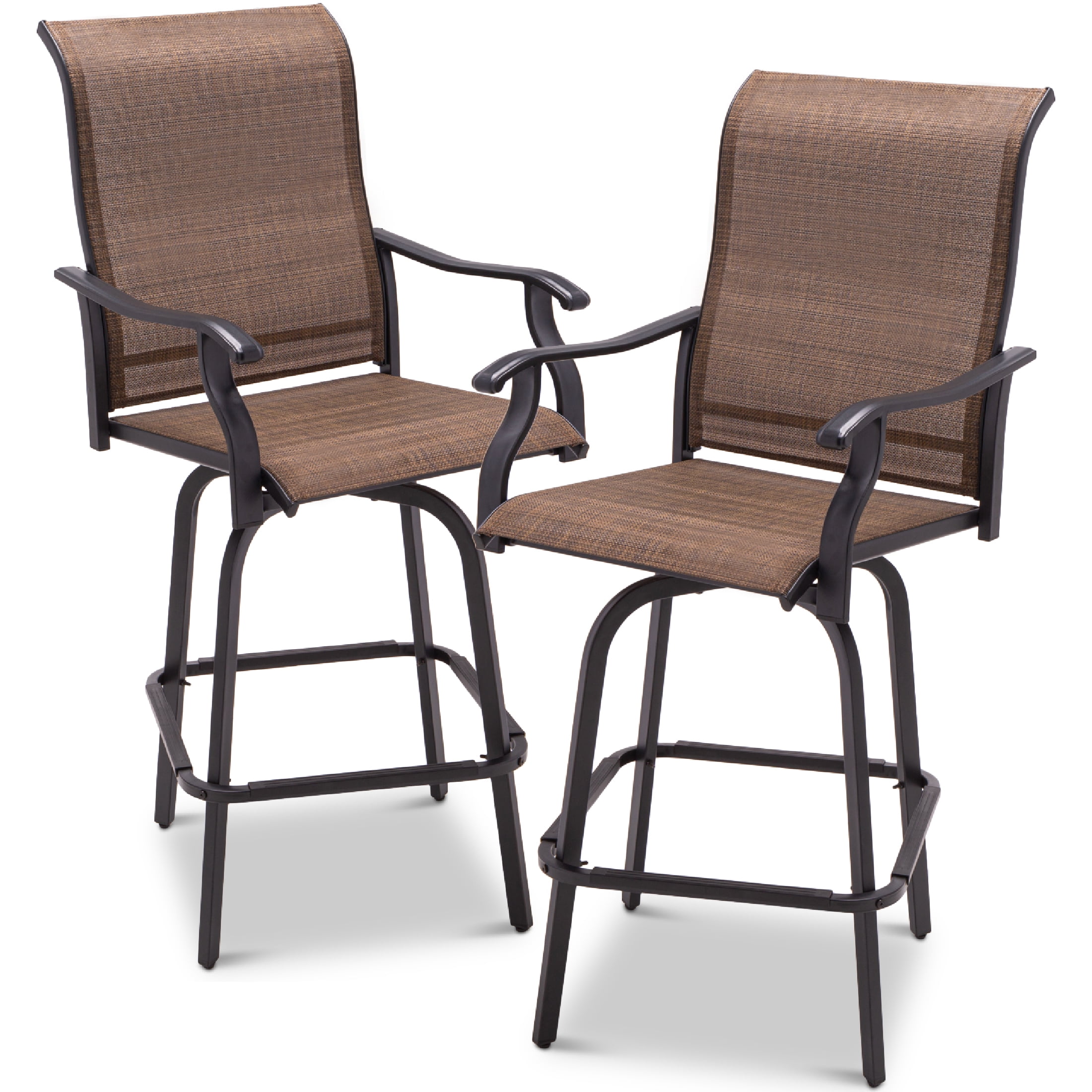 Best Choice Products Set of 2 Outdoor Swivel Bar Stools, Patio Barstool