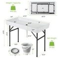 thumbnail image 6 of Yardi Yarda 4 Feet Plastic Party Ice Folding Table, Camping Table with Matching Skirt and Ice Bucket for Outdoor as Yard, White, 6 of 11