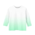 thumbnail image 5 of Efsteb Kids Girls Casual 3/4 Sleeve T Shirts Cute Gradient Color Round Neck Three-quarter Sleeve Tops Summer Comfy Loose Tee Shirt(Green,7-8 Years ), 5 of 5