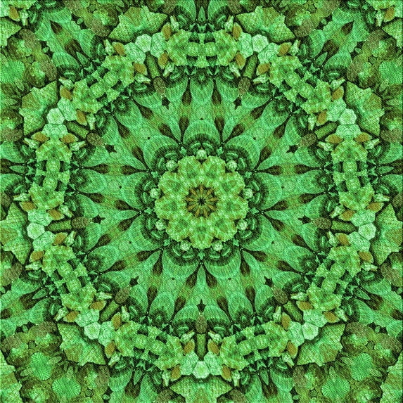 Ahgly Company Machine Washable Indoor Square Transitional Neon Green Area Rugs, 4' Square
