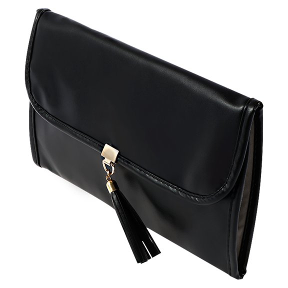 Jewelry Organizer Roll Foldable Jewelry Roll Up Bag Portable Jewelry Travel Case PU Leather Travel Necklace Organizer Elegant Jewelry Roll Pouch for Rings Necklaces Travels