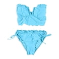 thumbnail image 1 of Tankini de 2 piezas con cuello en V Bandeau para mujer de California Waves, azul, XS, 1 of 1