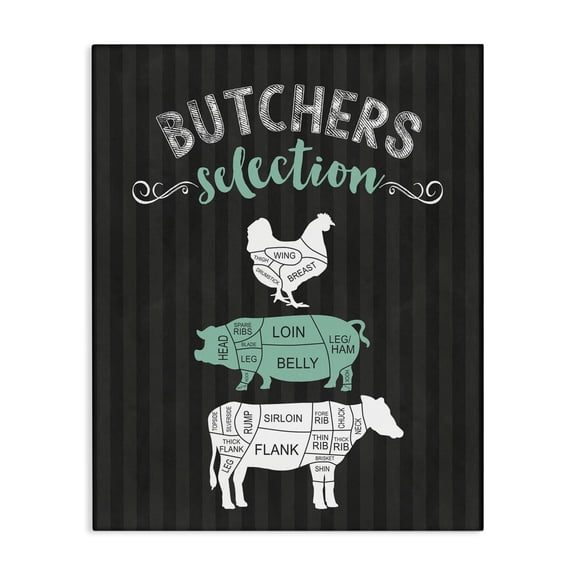 Butchers Selection Black & Green Canvas Wall Art, design by Lettered and Lined