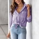 thumbnail image 1 of Cárdigan a rayas, camisa a rayas para mujer con solapa y botón, blusa suelta construida para precisión, 1 of 6