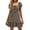 Brown, variant on Square Neck Womens Boho Floral Smocked Short Sleeve Ruffle Beach Summer Mini Dress