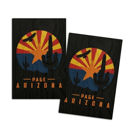 

Page Arizona Cactus and State Flag Contour (4x6 Birch Wood Postcards 2-Pack Stationary Rustic Home Wall Decor)