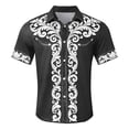 thumbnail image 4 of Western Cowboy Print Short Sleeve Button Down Shirts for Men Casual Camp Shirt Classic Yoke Design Black M, 4 of 4