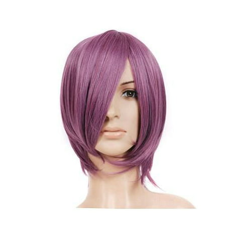 Purple Rose Dark Pink Short Length Anime Cosplay Costume Wig