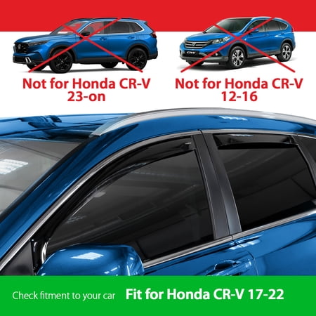 Goodyear Shatterproof in-Channel Window Deflectors for Honda CR-V (CRV) 2017-2022, Rain Guards, Window Visors for Cars, Vent Deflector, Car Accessories, 4 pcs - GY003445LP