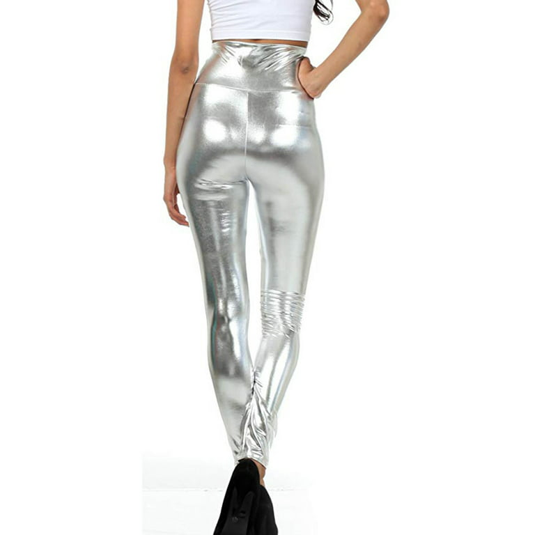 TNQ Women's Stylish and Fashionable Silver Shimmer Leggings Free
