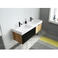 thumbnail image 2 of Lugano 55" Matte Black Glass and Maple Wall Mount Bathroom Vanity, 2 of 9