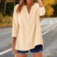 thumbnail image 1 of TaTaai Women's V Neck Flannel Top, 3/4 Sleeve Button Up Blouse, Loose Fit Plaid Casual Shirt for All Seasons Gift, 1 of 6