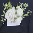 thumbnail image 4 of CIMAXIC Wedding Groomsmen Accessory Pocket Boutonniere for Men with Silk Flower White 1Pack for Parties, 4 of 8