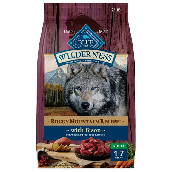 Blue Buffalo Wilderness High-Protein Adult Dry Dog Food, Bison, 22lb Bag