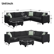 Modular Sectional Sofa Couch, Living Room Sofa Couch for Department, Black