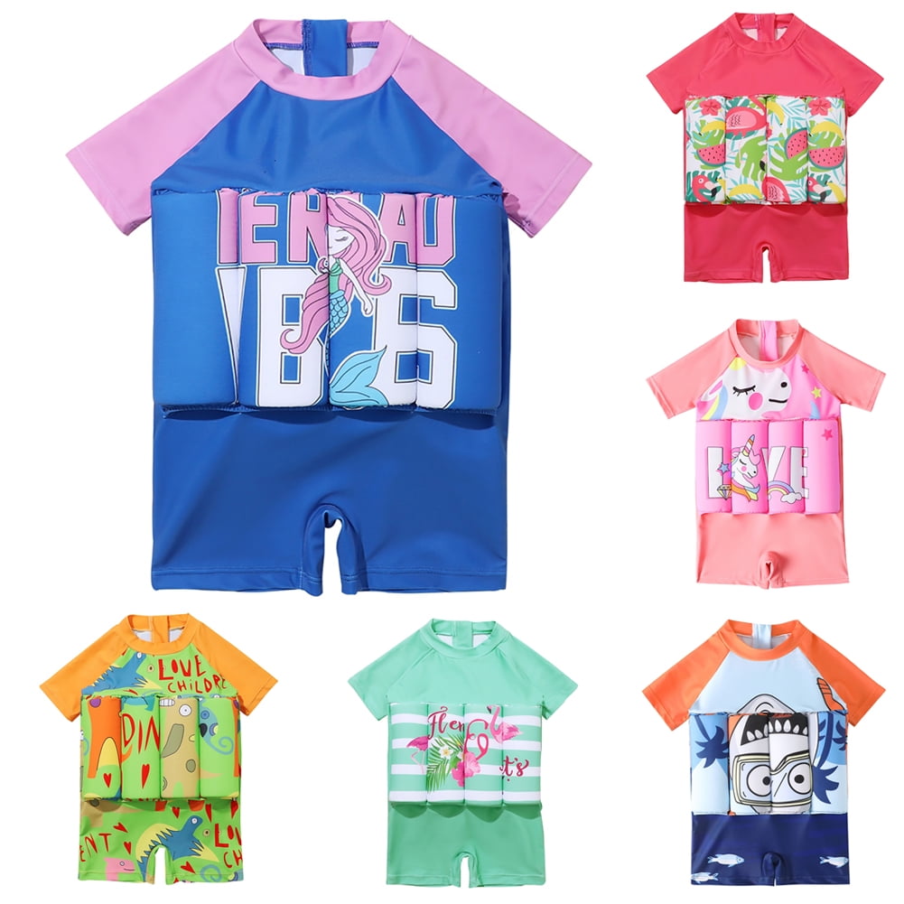 URMAGIC Toddler Swimsuit with Removable Buoyancy Summer Kids Floating Swimwear Baby Boys Girls