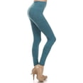 thumbnail image 3 of Heathered Color Fleece Leggings [Athleisure pants], One size fits most, Teal, 3 of 5