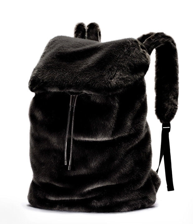 PUMA Faux Fur Bag Womens Backpack Black