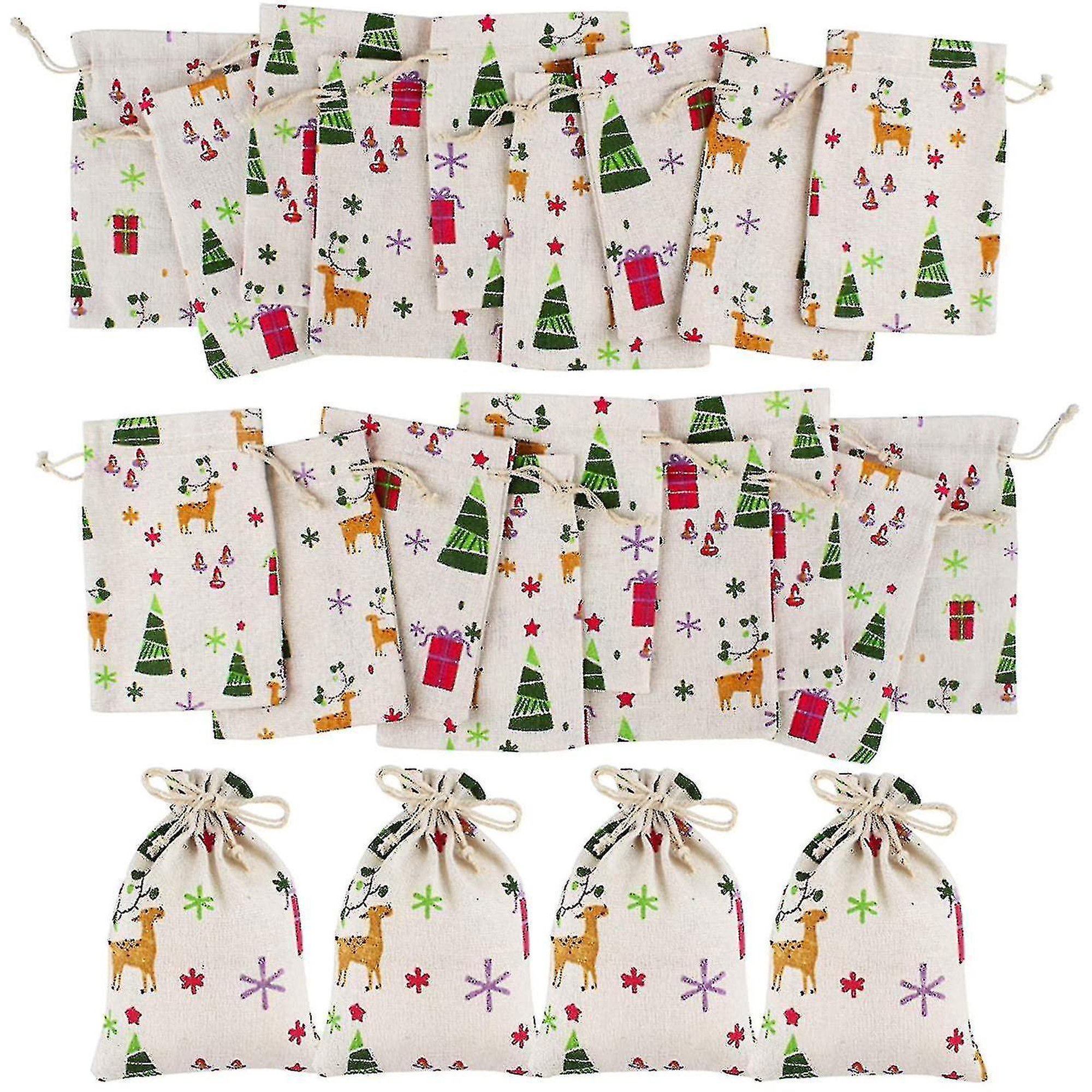 Floral Cotton Bag Christmas Gift Bag With Pattern 24 Packs Jute Jewelry Pouches 10 14cm Walmart