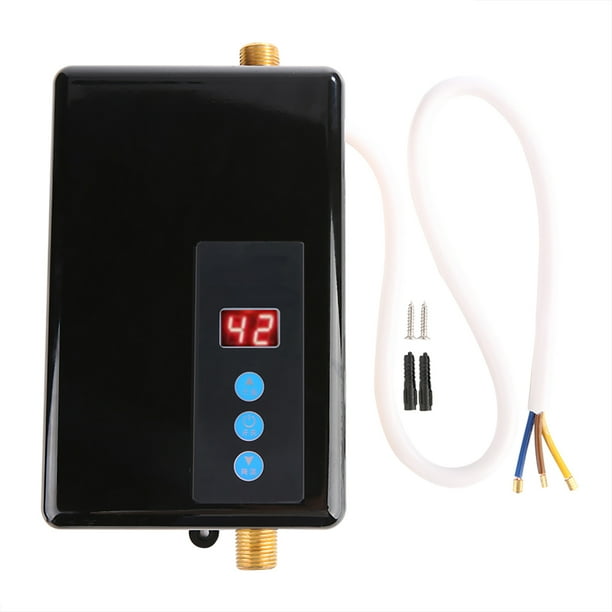 220V 5.5KW Mini calentador de agua eléctrico instantáneo ducha sin tanque sistema de agua caliente cocina negro