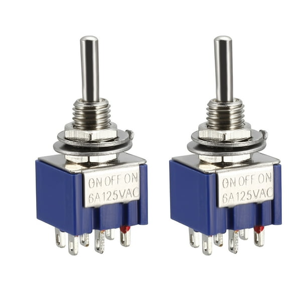 Guitar Mini Latching Toggle Switch Dpdt 3 Position 6 Pin On Off On Boat Switches Bule 2 Pcs