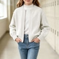 thumbnail image 2 of HAOTAGS Girls Cardigan, Knitted Long Sleeve Fall Spring Soft Cute Open Front Sweater Coat White Size 8, 2 of 6