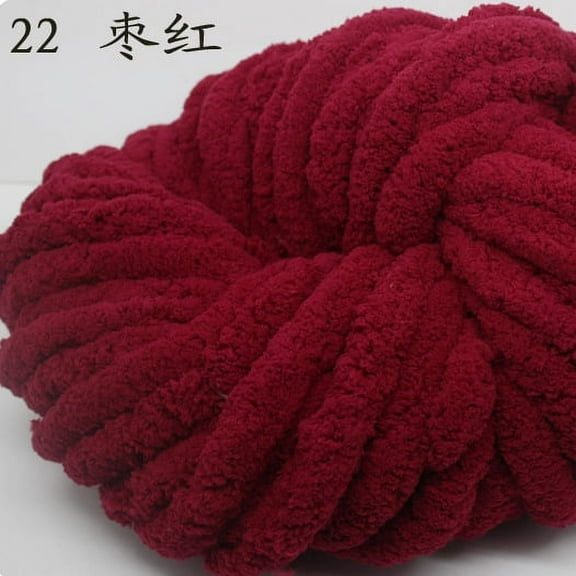 XmhyTop 500g Chenille Chunky Super Soft Warm Chenille Blanket Yarn DIY Coarse Wool Yarn Knitting Blanket,Perfect for Any Knitting and Crochet,Wine Red