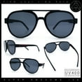 thumbnail image 2 of Mens Unique Metal Flex Hinge Round Fashion Racer Plastic Sunglasses All Black, 2 of 8