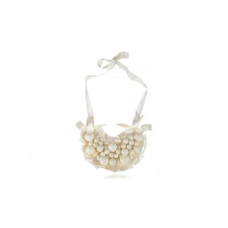 - Gorgeous Large Festive Fancy Clustered Ivory Faux Pearl Ribbon Bib Necklace
