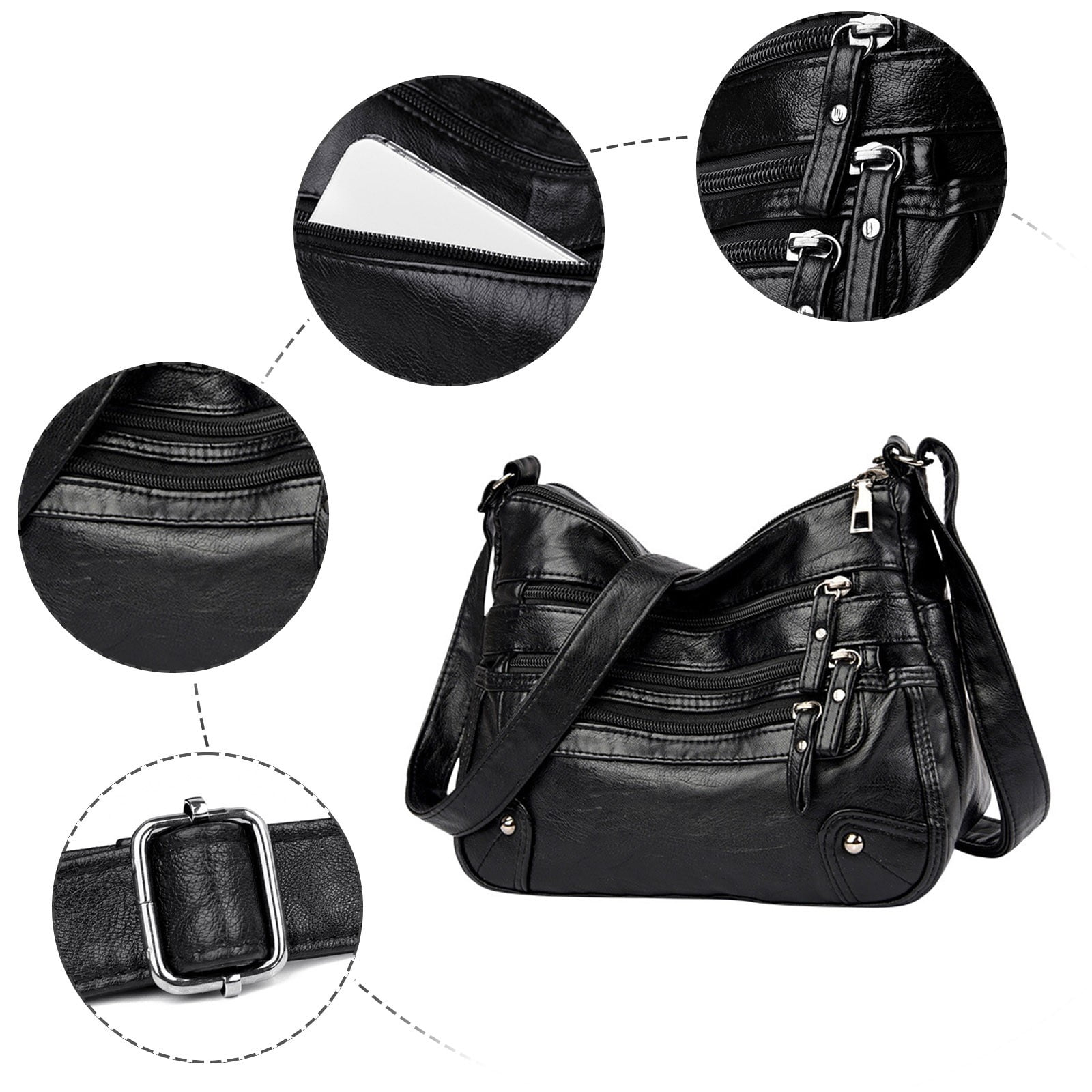 Crossbody Bag for Women Soft Leather Multi Pocket crossbody handbags Large Shoulder Hobo Purses